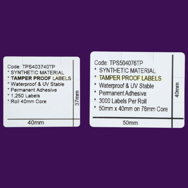 TAMPER PROOF / Security Cut SYNTHETIC Adhesive Labels